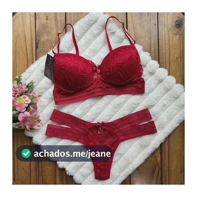 Conjunto Lingerie Renda Com Bojo Feminino Confortável