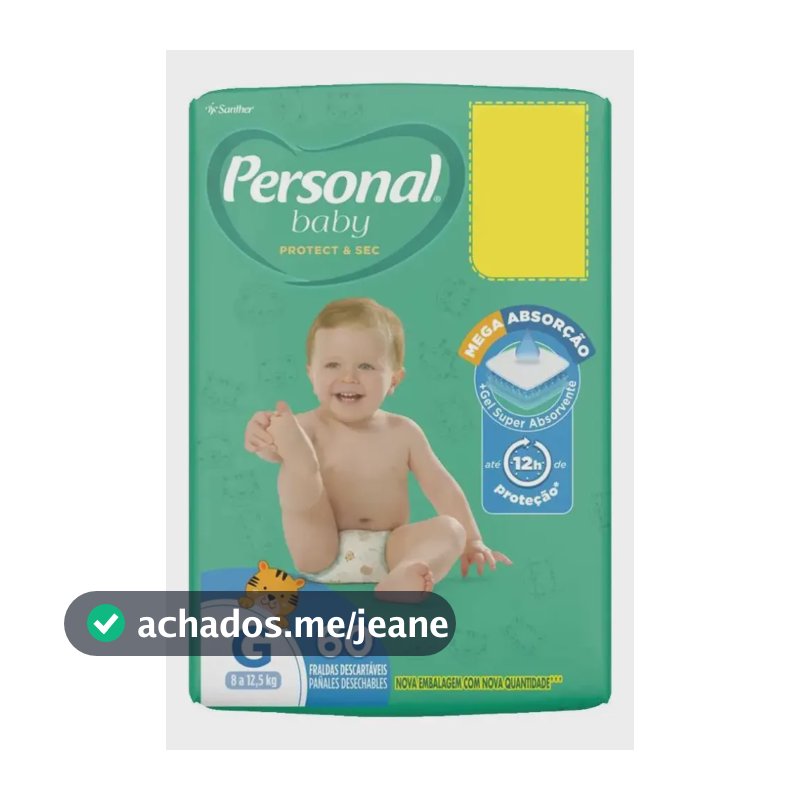 Fraldas Descartáveis Soft & Protect Pacote Hiper Tamanho G Personal