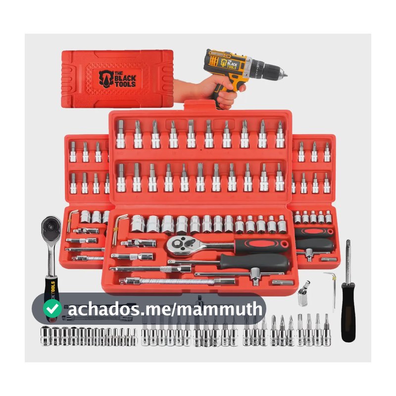 Kit Jogo Ferramentas 46 Peças Chave Fenda Philips + Soquetes Vermelho E Preto