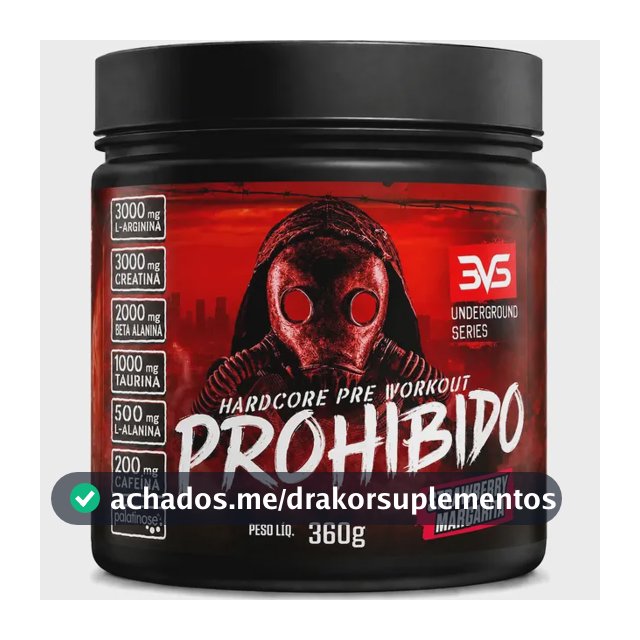 Prohibido Pré Treino 360g - Sabor: Strawberry Margarita (morango) - A Combinação Perfeita De 8 Ingredientes Que Proporcionam Energia Do Início Ao Fim Do Seu Treino