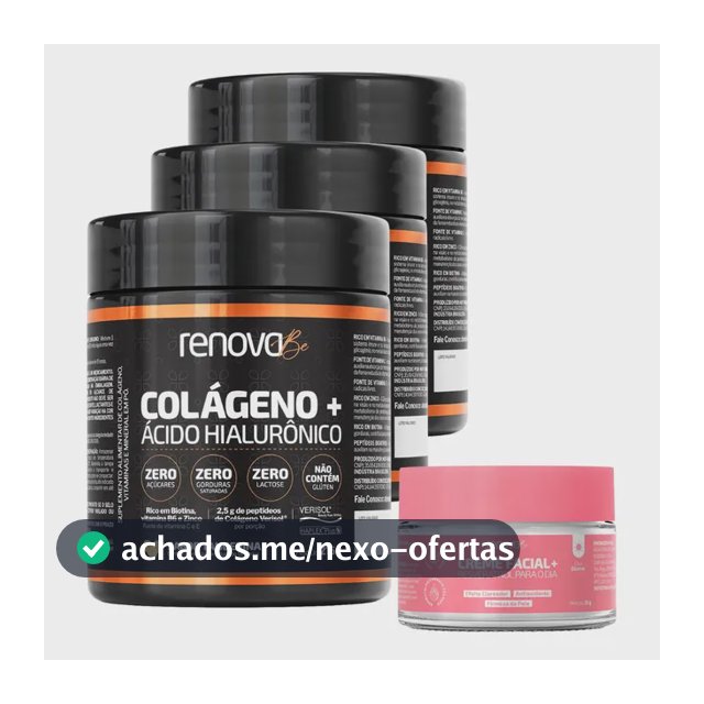 Kit 3x Colágeno Verisol Ácido Hialurônico Biotina Renova Be