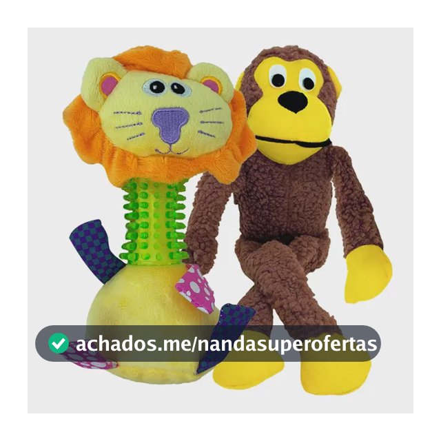 Kit 2 Pelúcias Para Cachorro, Macaco E Leão Savana Pet