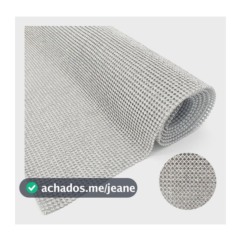 Manta De Strass Atacado 0,45x1,20m - Prata Alto Brilho