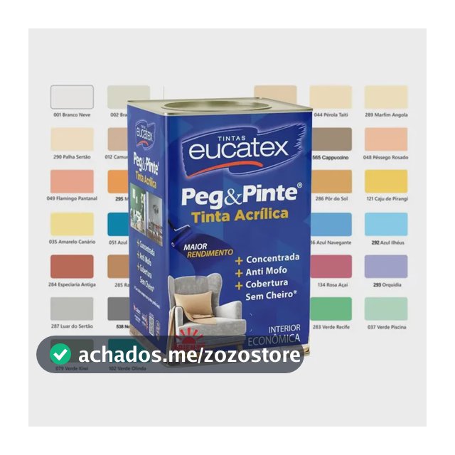 Tinta Acrilica Rende Mais Eucatex Peg E Pinte Branco Neve Acabamento Fosco 18l