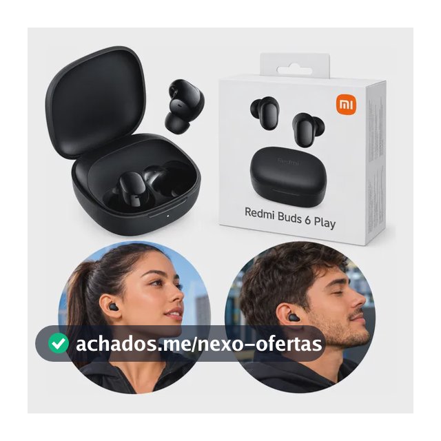 Fone De Ouvido Bluetooth Xiaomi Redmi Buds 6 Play Preto Preto