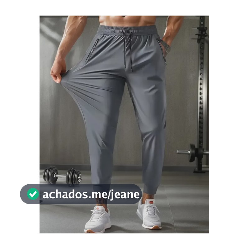 Calça Dry Fit Masculina Tecnológica Poliamida Com Elastano Cinza Dry Fit G 44