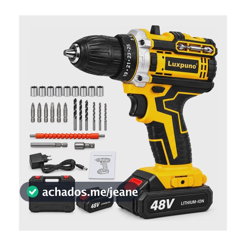 Parafusadeira Furadeira 48v Profissional Baterias Sem Fio 1 Baterias 127/220v 60 Hz