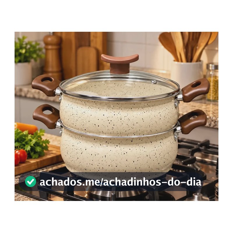 Panela A Vapor Dona Chefa Antiaderente De 18 Cm Com Tampa De Vidro - Vanilla