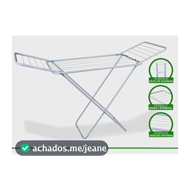 Varal De Chão Reforçado Retrátil Com Abas Slim Mor Branco Branco