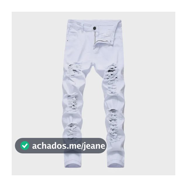 Calça Masculina De Algodão Reta Rasgada Com Buracos Jeans 12 Branco Xxxl