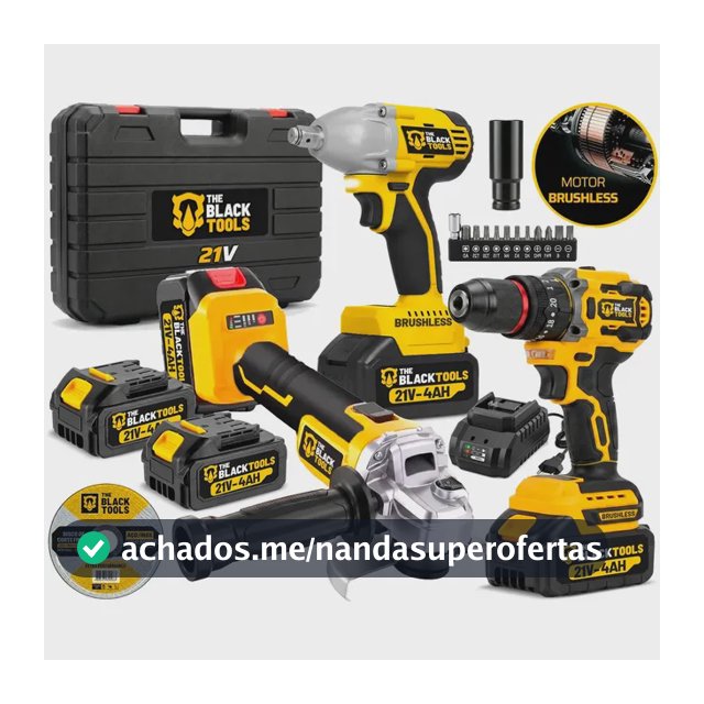 Kit Multi Ferramentas A Bateria 3 Em 1 Parafusadeira Esmerilhadeira Chave De Impacto Com Maleta Tbkit04 The Black Tools