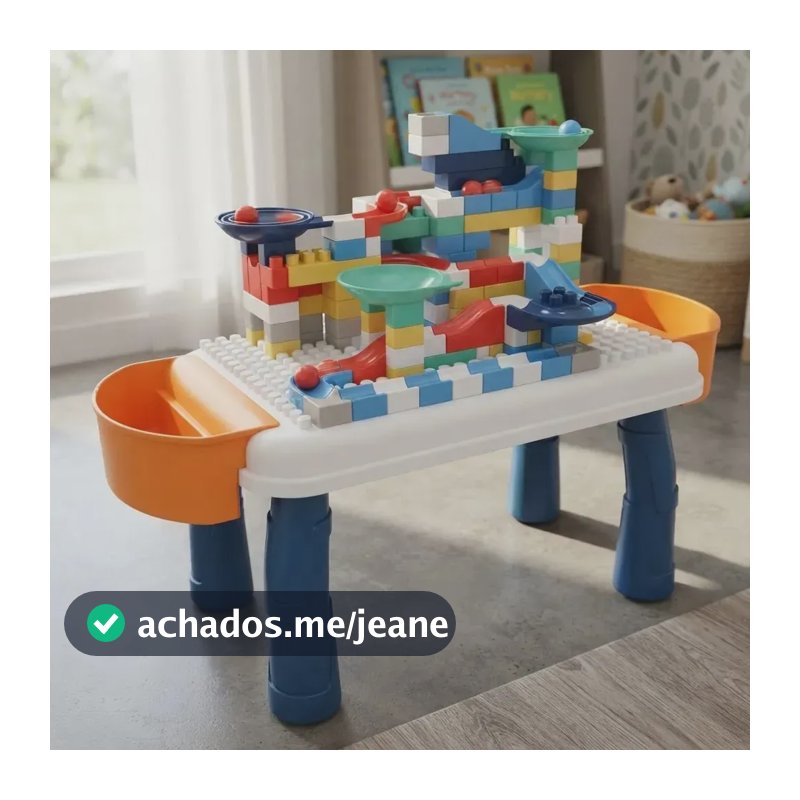 Mesa De Blocos Mesinha De Atividades Infantil Didática Cor Azul