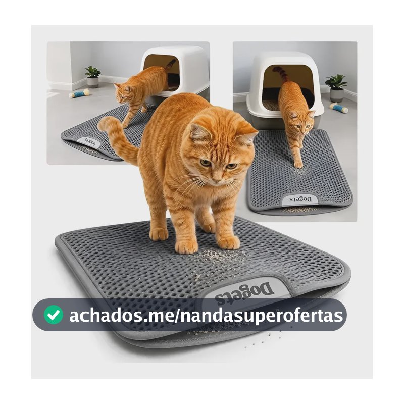 Tapete Higiênico Para Gato Coletor De Caixa De Areia 60x40cm Cinza