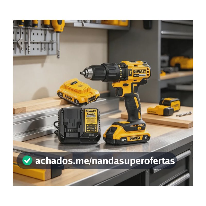 Parafusadeira/Furadeira De Impacto Dewalt Dcd7781d2 20v Brushless Mandril 13mm Torque 65nm Com 2 Baterias 2A.h Carregador Bivolt E Maleta Amarelo 127/220v