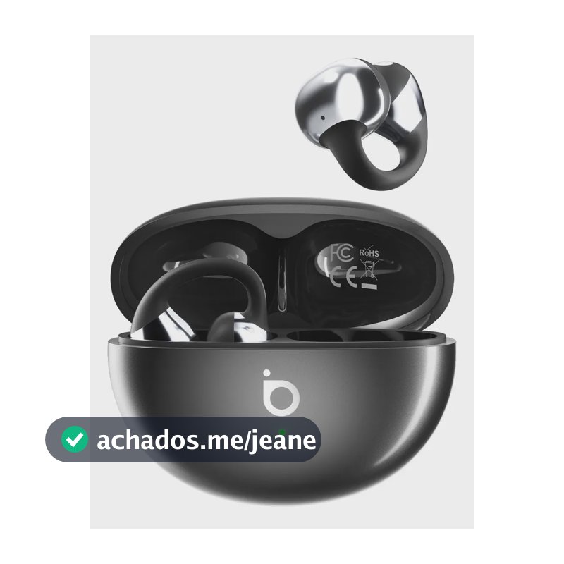 Basike Fone De Ouvido Aberto Com Clipe Bluetooth 6.0 Esportivo Ows, Confortável, Até 45h Bateria, Ipx5 À Prova D'água, Enc, Conexão Estável, Para Academia, Corrida, Ciclismo, Jogos Cor Preto