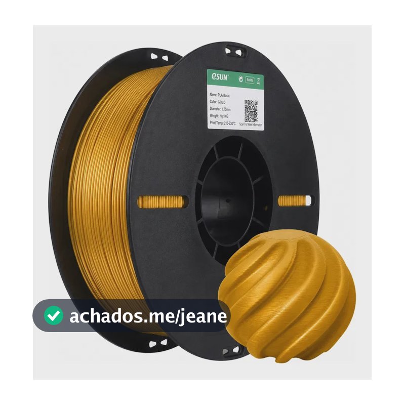 Filamento Pla 1.75mm Esun Basic 1kg Impressora 3d Dourado