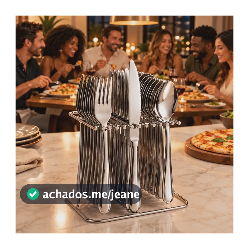 Faqueiro Inox 18 Peças 6 Pessoas Facas Garfos E Colheres Prateado