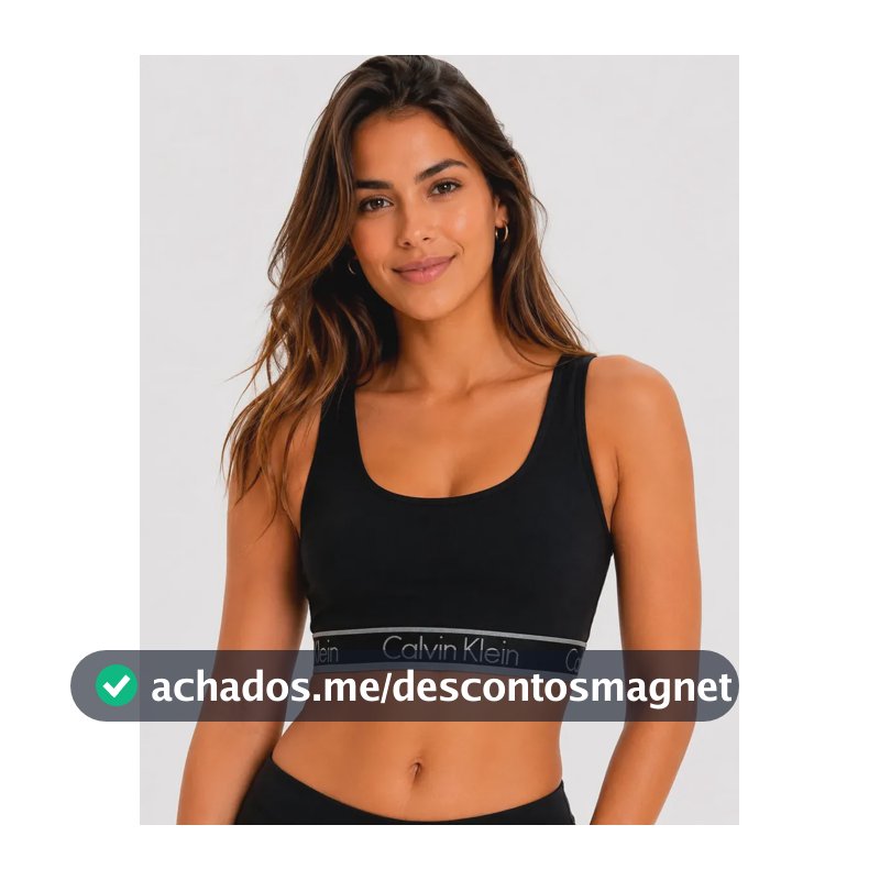 Top Regata Fitness Academia Cotton Calvin Klein Original Preto Liso M