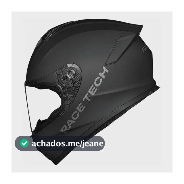 Capacete Race Tech Preto Fosco Fechado Leve Lançamento