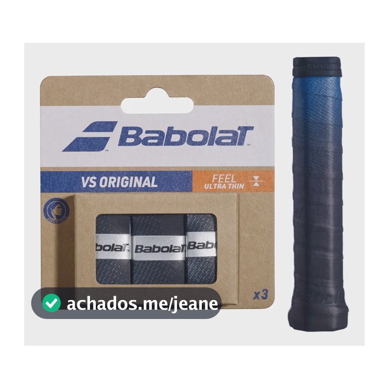 Overgrip Babolat Vs (3 Unidades) Cor Preto E Azul