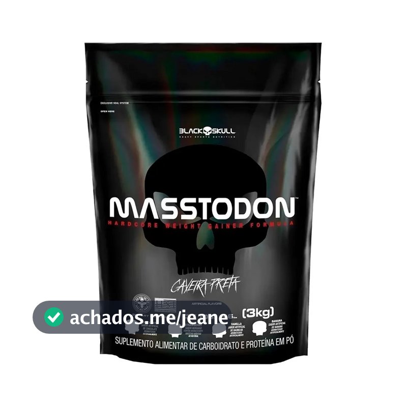 Hipercalórico Masstodon Massa 3kg Black Skull Sabor Chocolate