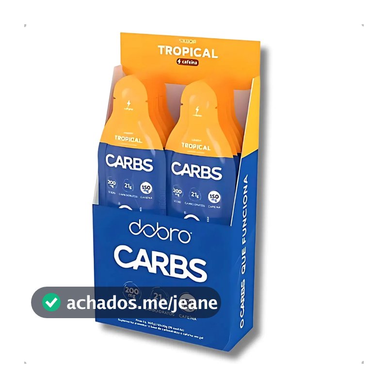 Carbs Gel de Carboidratos Dobro Sabor Tropical com Cafeína (10 sachês de 30g cada)