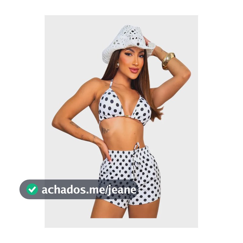 Conjunto Biquíni 3 Peças Poliamida Trikini Short Moda Praia Poa M