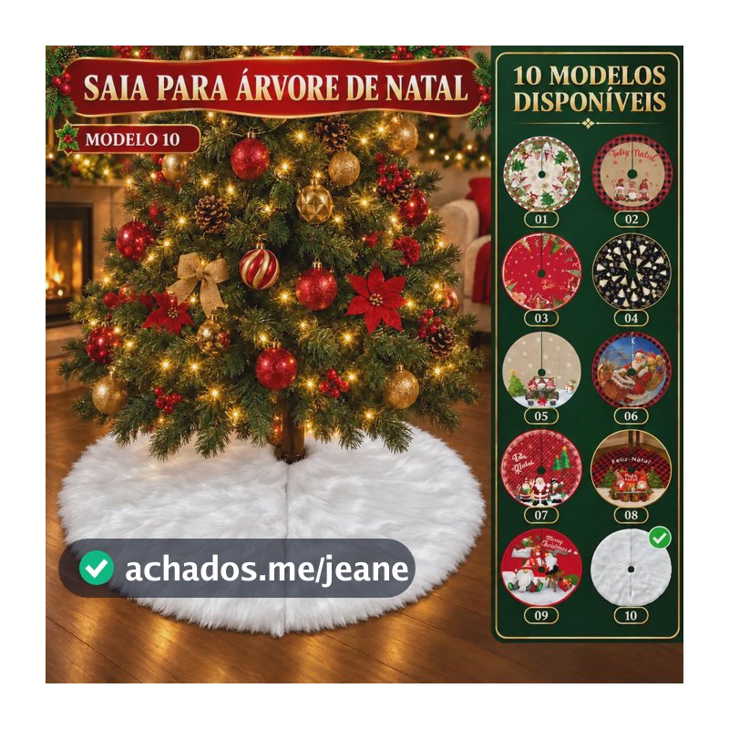 Saia Tapete Base Árvore De Natal Decoração Papai Noel Enfeite Natalino Luxo Modelo 10 Pelúcia Luvinco