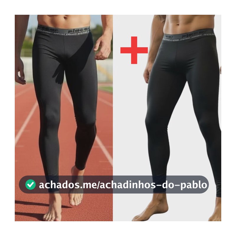 Kit 2 Calças Térmicas Alta Compressão Legguing Segunda Pele Preto Liso G