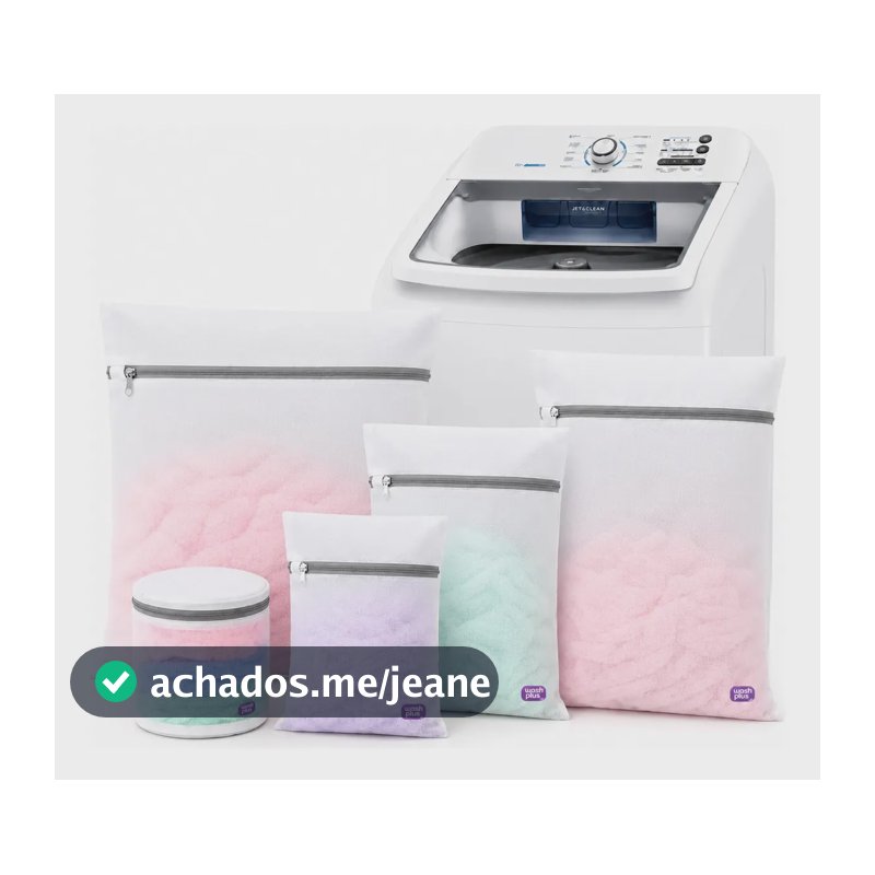 Kit 5 Sacos Para Lavar E Secar Roupas Variados Wash Plus Baú Branco