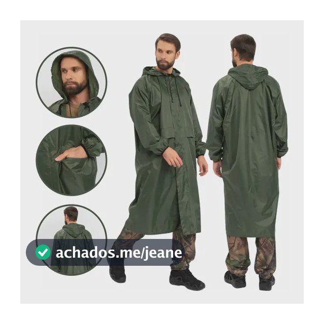 Capa De Chuva Reforçada Impermeável Grossa Capuz Adulto