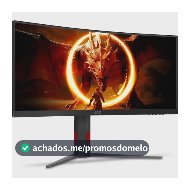 Monitor Gamer Curvo AOC AGON QUAD 34" Ultrawide WQHD 180Hz 0,5ms Base Ajustável U34G4C