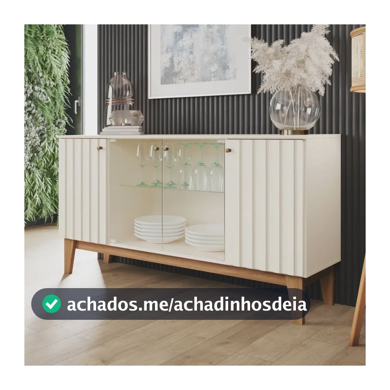 Aparador Buffet Tifany 4 Portas Espresso Móveis Off White/nature