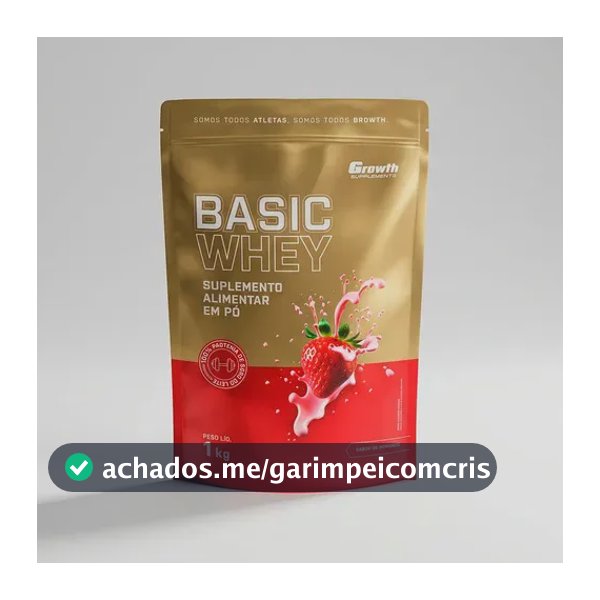 Proteína Growth Supplements Basic Whey Pro em pó sabor Morango x 1kg