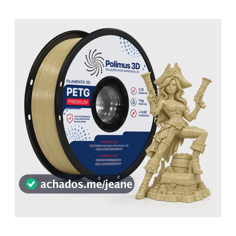 Filamento De Impressora 3D PETG Cor BEGE 1kg Polimus 3D Brilho Premium Para Imprimir Peças 3D Impressão 3D Modelagem Miniaturas Enfeites e Projetos