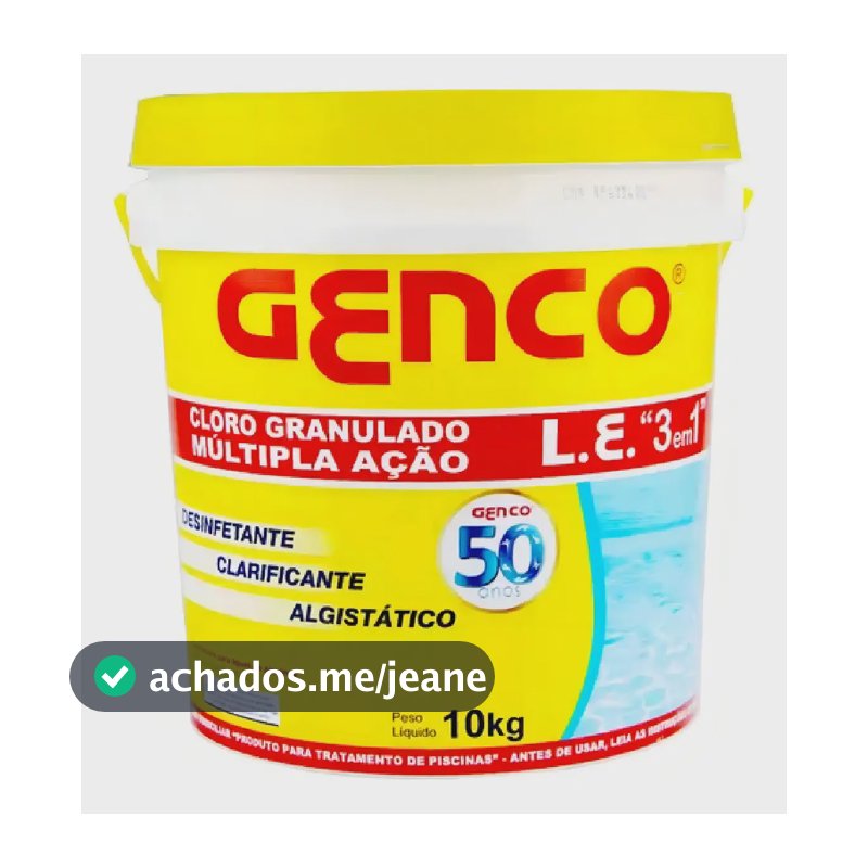 Cloro Para Piscina Múltipla Ação 3em1 Genco 10 Kg