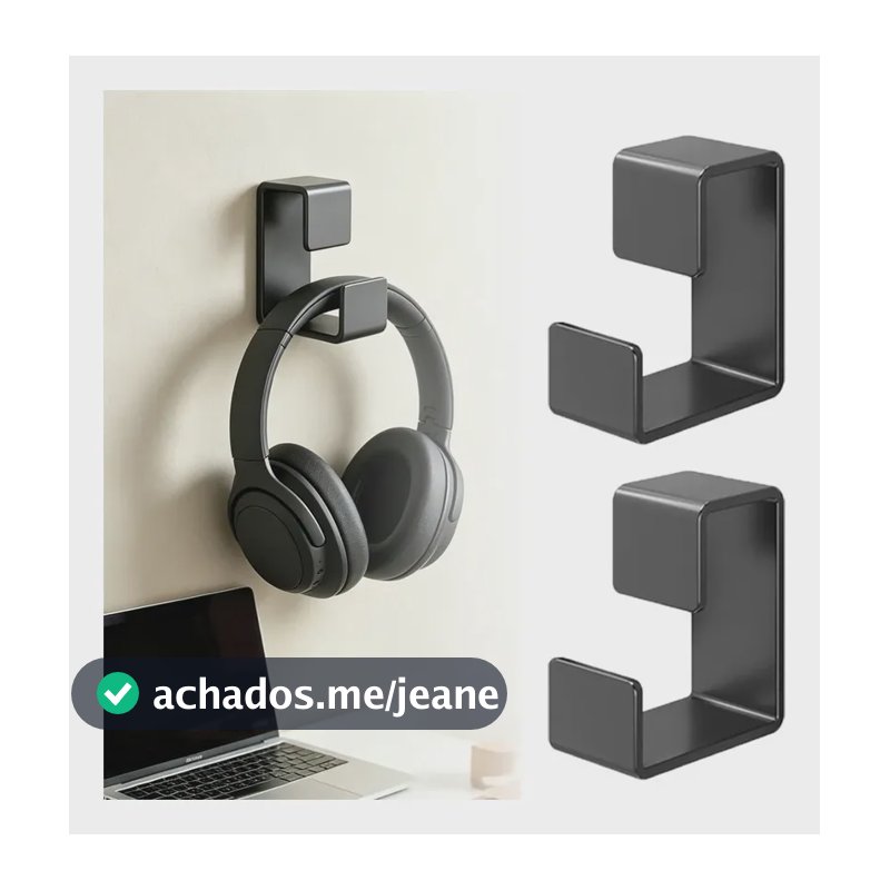 Kit 2 Ganchos Suporte Fone Ouvido Headset Mesa Setup Gamer