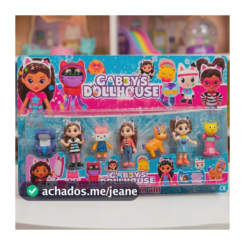 Kit 7 Bonecas Casa Mágica Gabby Dollhouse Brinquedo Playset Gabbys