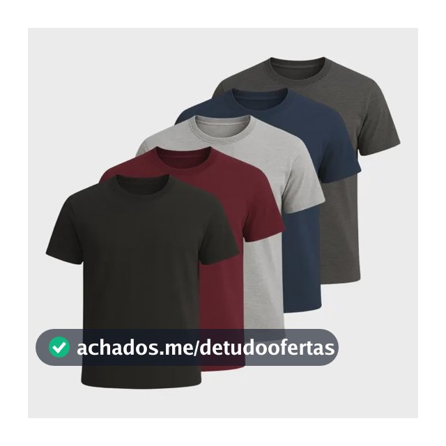 Kit 5 Camisetas Basica Algodão Lisas Gola Redonda Regular