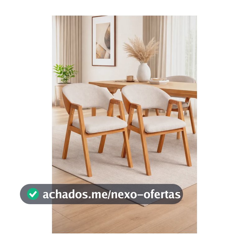 2 Cadeiras Para Sala De Jantar Braço De Madeira Maciça Confortável Design Sofisticado - Dorti Estofados