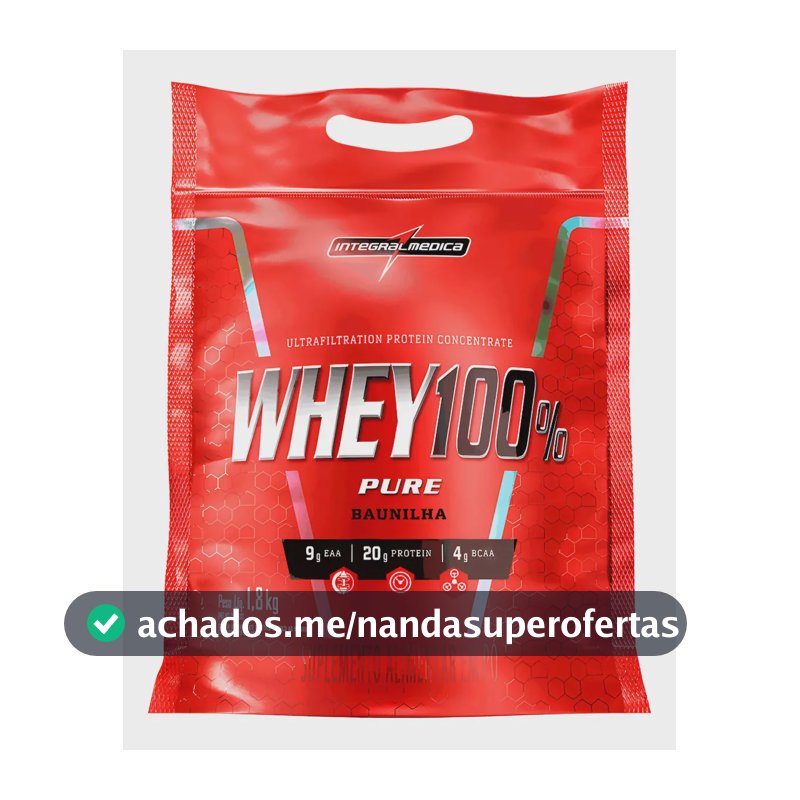 Whey 100% Pure 1,8kg Refil Integralmedica Sabor Baunilha