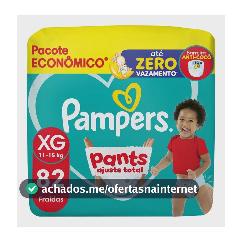 Fralda Pampers Pants Ajuste Total Tamanho XG, 82 Un
