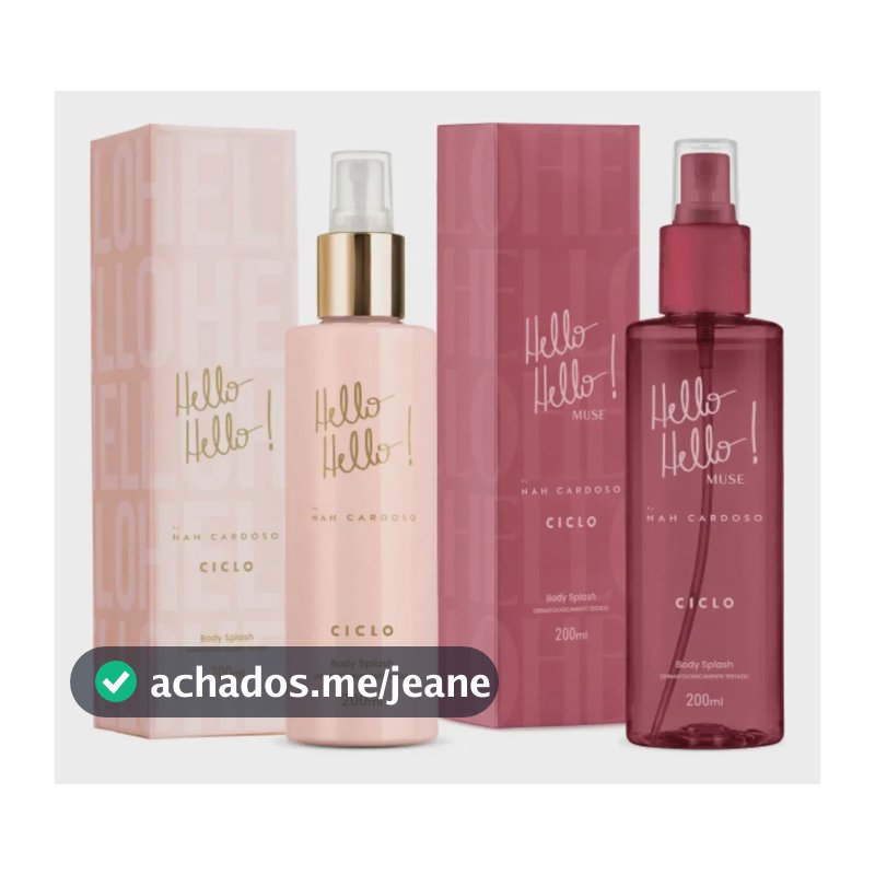 Body Splash Ciclo c/ Hello Hello e Muse de Nah Cardoso, 200 mL Cada