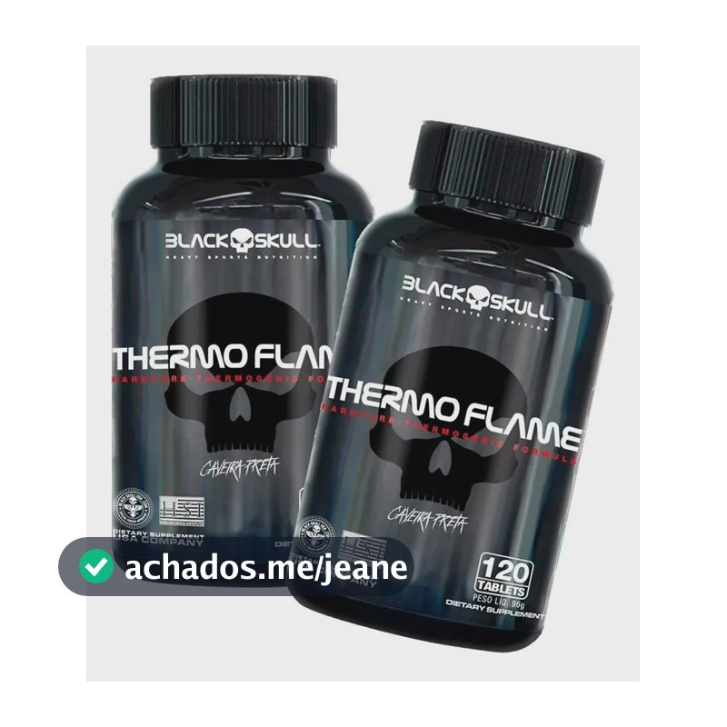 2x Thermo Flame Termogênico - 120 Tab Cada - Black Skul Sabor Sem Sabor