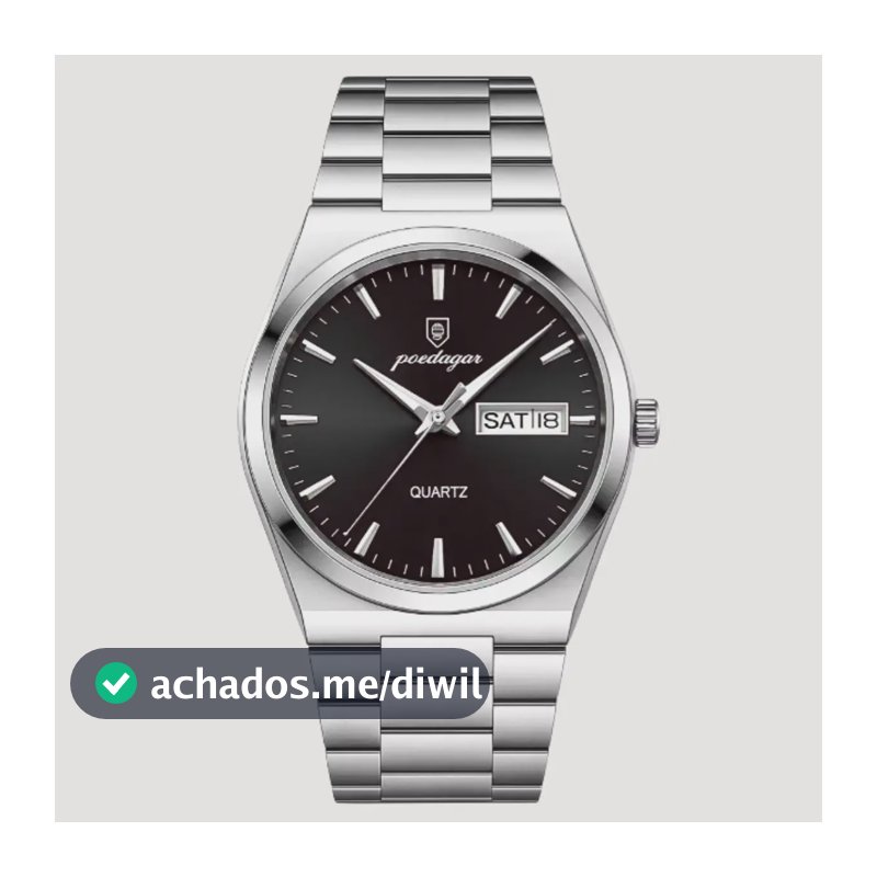 Relógio Masculino Luxo Poedagar Old Money Aço Quartzo Prata Prateado Clássico Preto Capra Pink