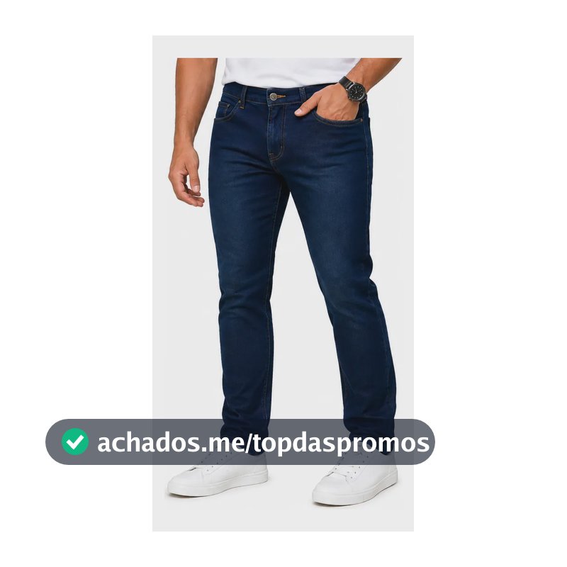 Calça Jeans Masculina Basica Tradicional Premium Lycra Azul Liso 48