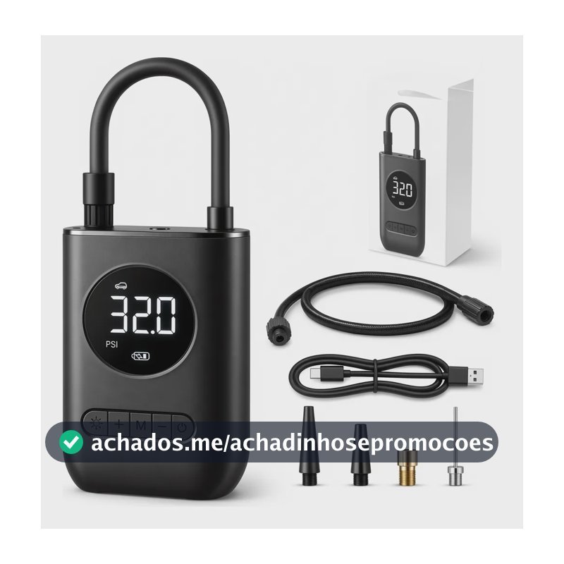 Mini Compressor Digital Bomba Encher Pneu Carro Moto Bike Preto 7.4 Não Se Aplica