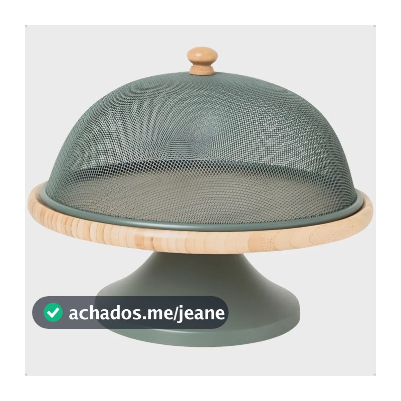 Suporte Porta Bolo Copa&Cia Bambu Tampa Metal Circular Verde-musgo