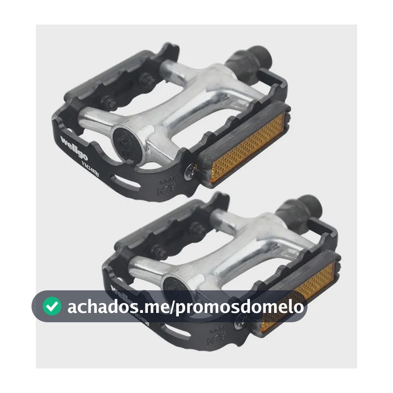 Pedal Mtb Wellgo M248 9/16 C/refletor Aluminio Polido Bike  Preto