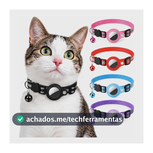 Coleira Para Gato Refletiva Com Case Capa Fixa Para Airtag